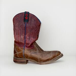 Tin Haul Youth Size 5 Spider Hero Cowboy Boots Brown Red Leather Handmade Mexico